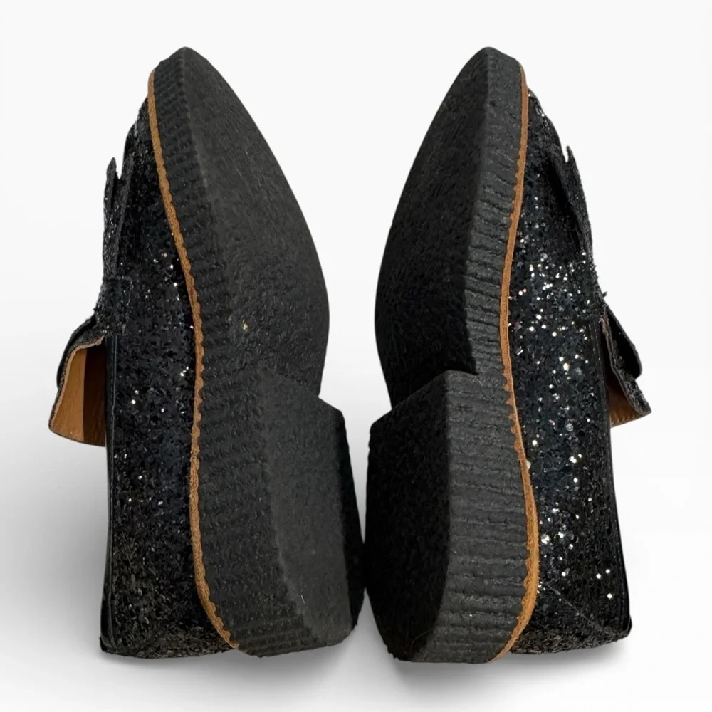 Flamingos Black Glitter Fringe Loafer Platform Shoes Women’s EU 37 US 6.5–7